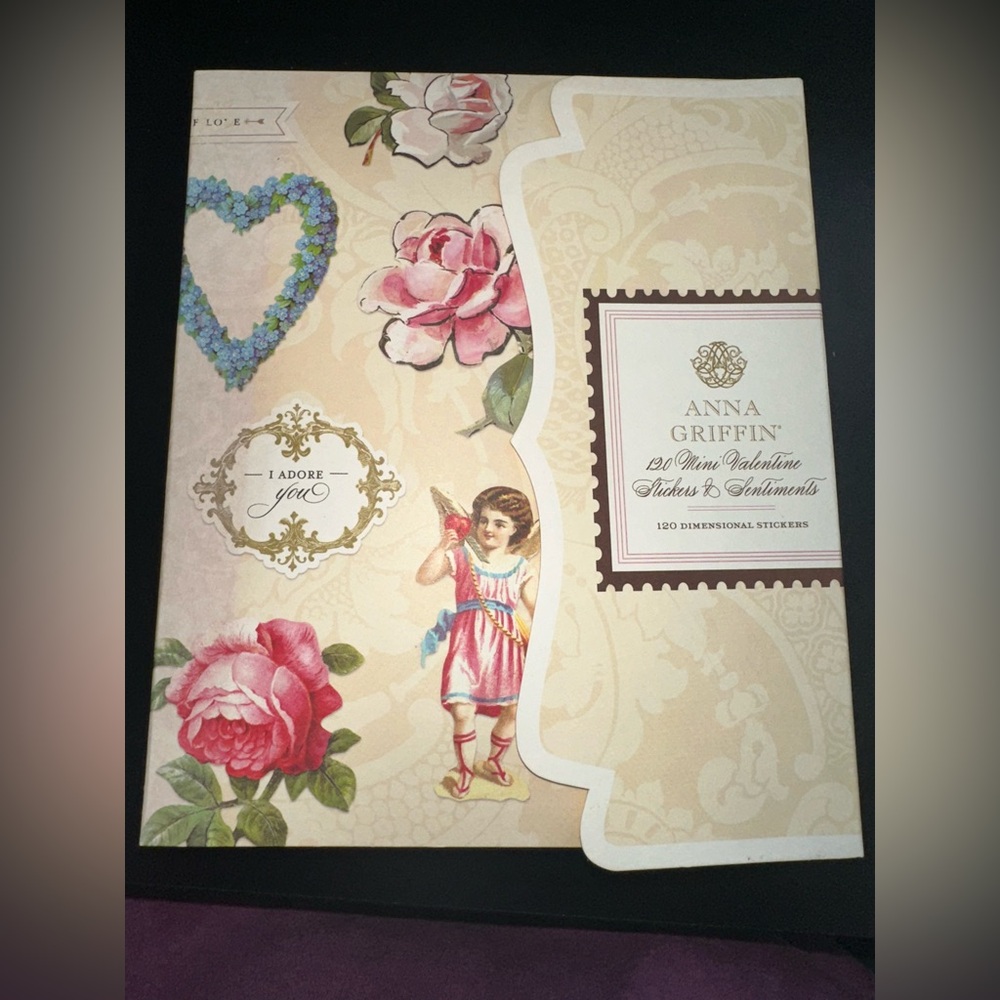 Anna Griffin 120 Mini Valentine Stickers And Sentiments Ephemera